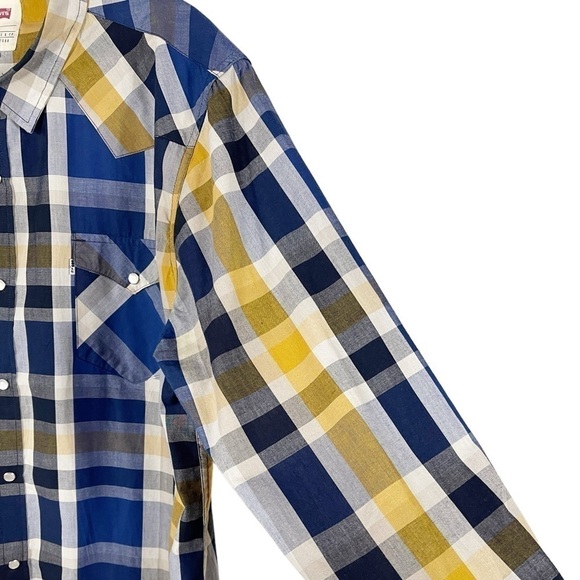 Levis Plaid Western Pearl Snap Mens Long Sleeve Multicolored Shirt XXL - Picture 8 of 15